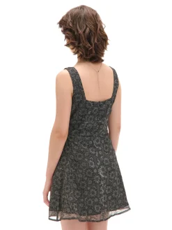 Sale Cropp Czarna sukienka mini w kwiaty czarny