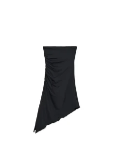 Discount Cropp Czarna sukienka z ozdobnym marszczeniem czarny