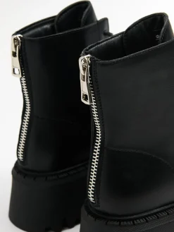 Discount Cropp Czarne botki zapinane na zamek czarny