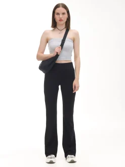 Hot Cropp Czarne dresy typu flare czarny