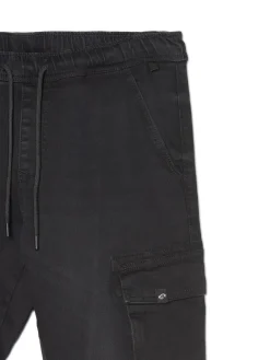 Discount Cropp Czarne jeansowe joggery cargo czarny