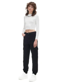 Best Cropp Czarne jeansowe joggery cargo czarny