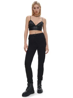 Clearance Cropp Czarne jeansowe joggery slim czarny