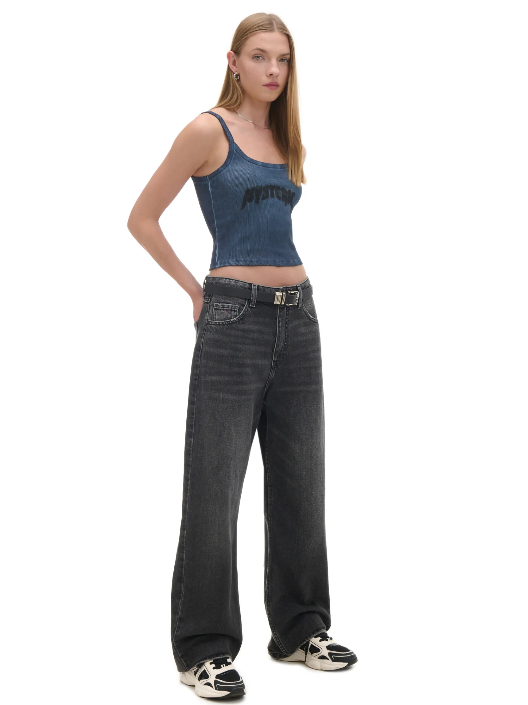 Online Cropp Czarne jeansy baggy czarny