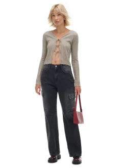 Clearance Cropp Czarne jeansy baggy czarny