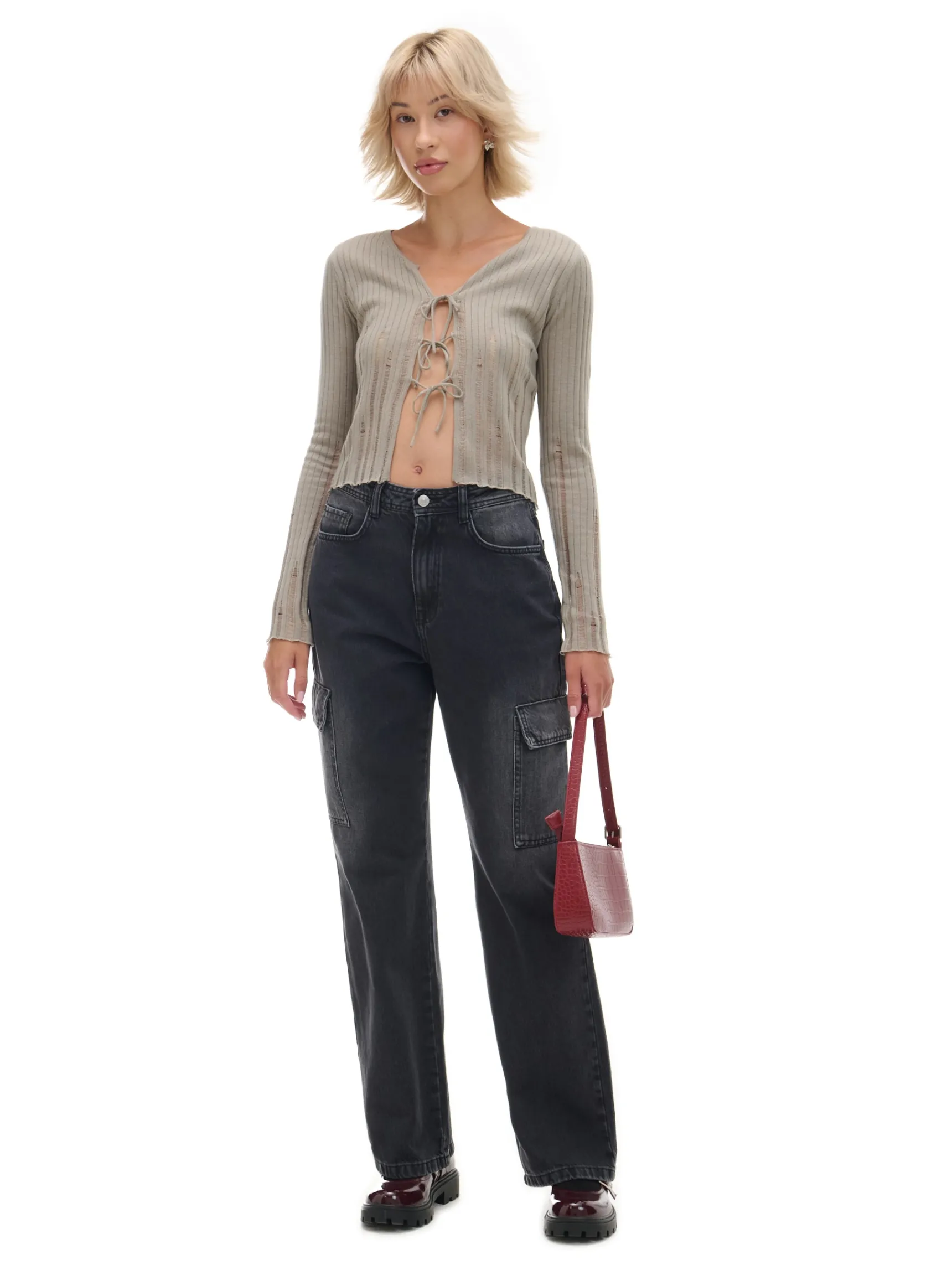 Clearance Cropp Czarne jeansy baggy czarny