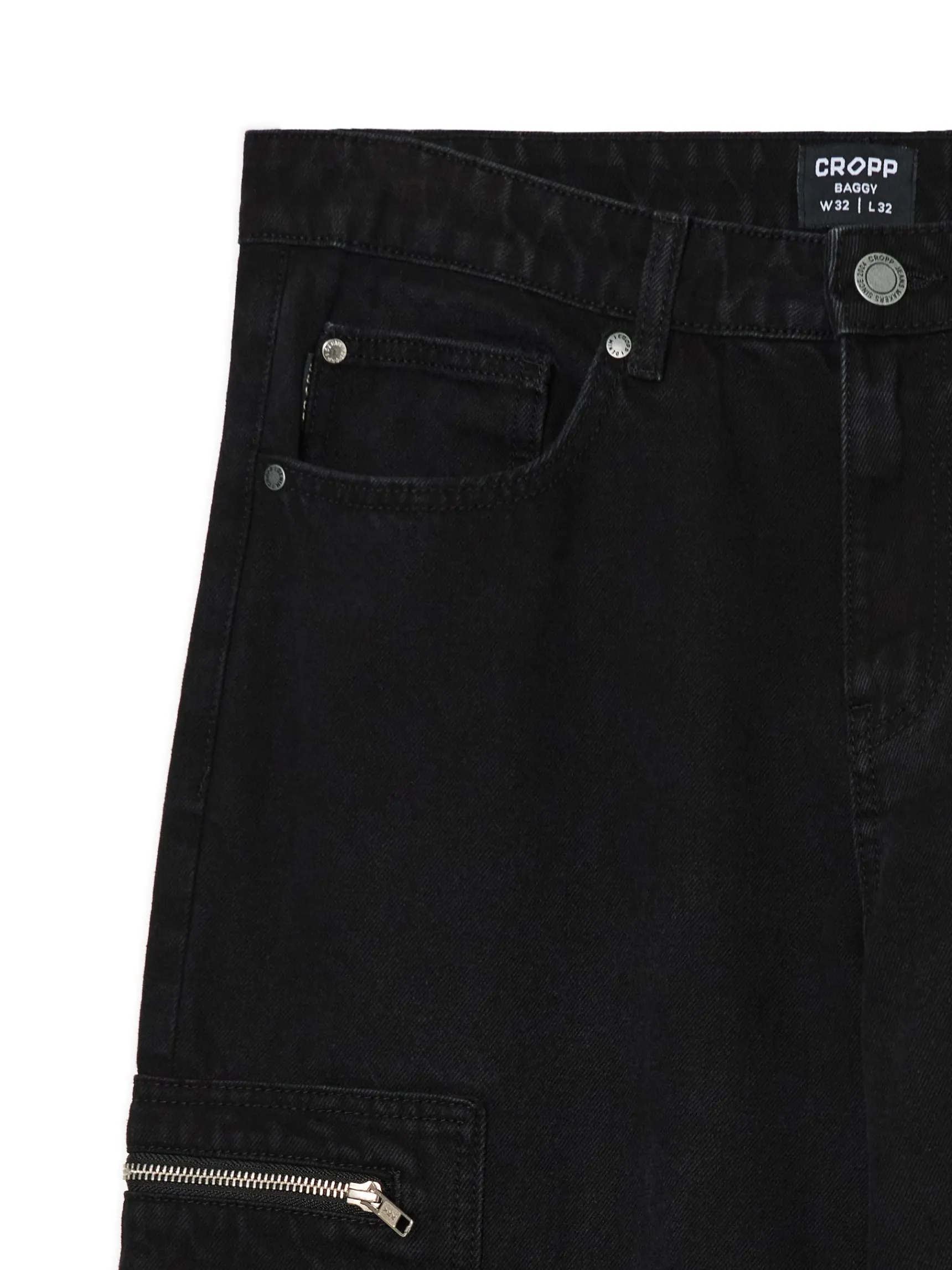 Discount Cropp Czarne jeansy baggy balloon czarny