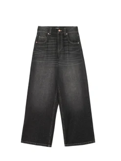 Discount Cropp Czarne jeansy baggy z efektem sprania czarny