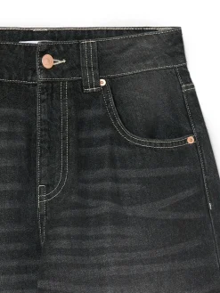 Discount Cropp Czarne jeansy baggy z efektem sprania czarny