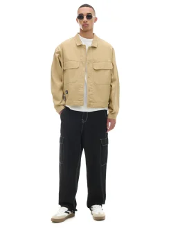 Fashion Cropp Czarne jeansy baggy z kieszeniami cargo czarny