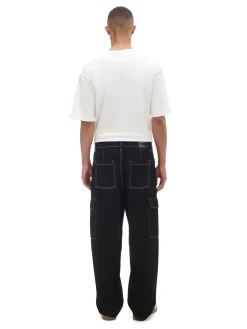 Fashion Cropp Czarne jeansy baggy z kieszeniami cargo czarny