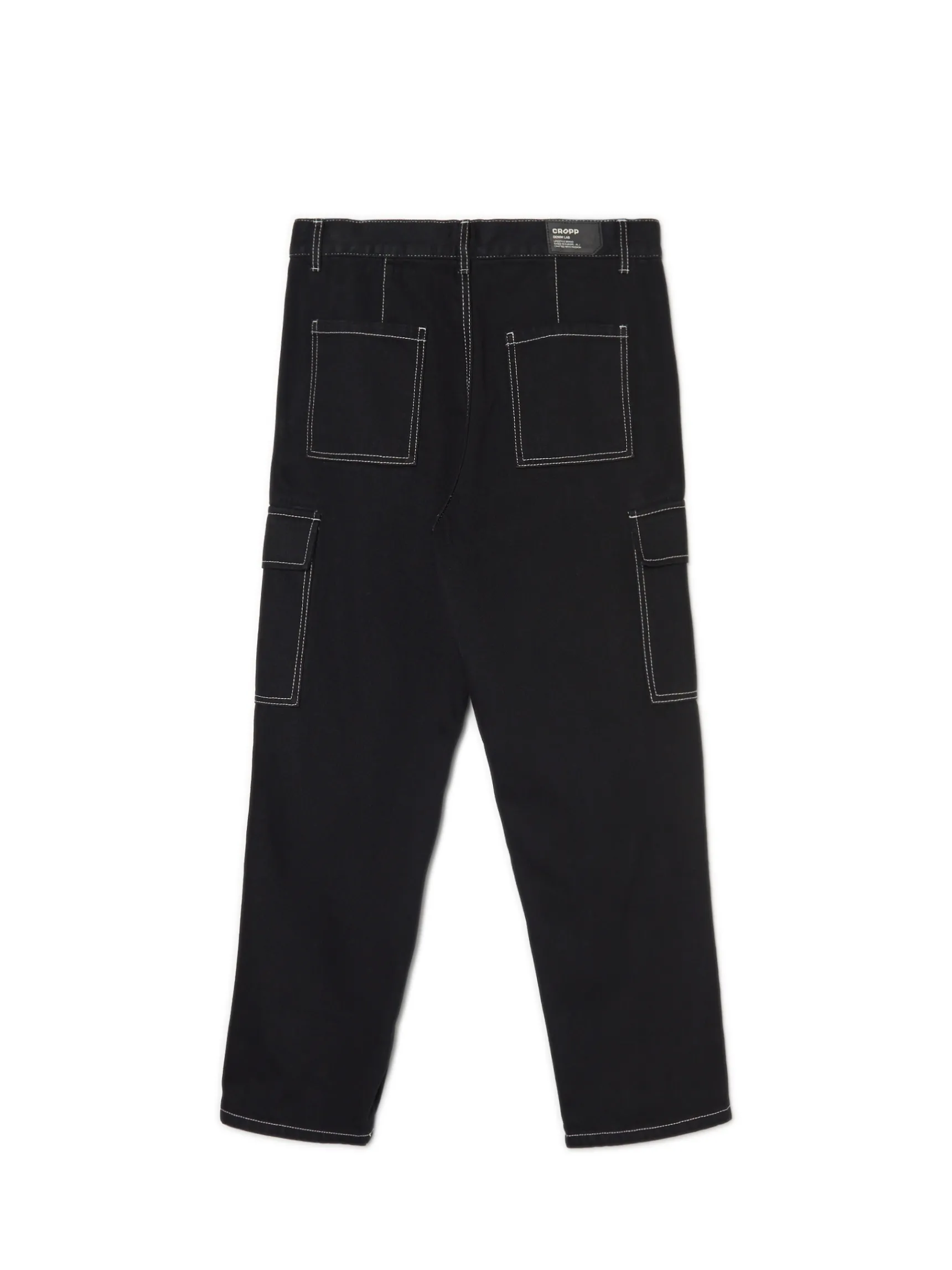 Fashion Cropp Czarne jeansy baggy z kieszeniami cargo czarny