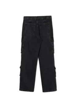 Outlet Cropp Czarne jeansy baggy z kieszeniami cargo szary