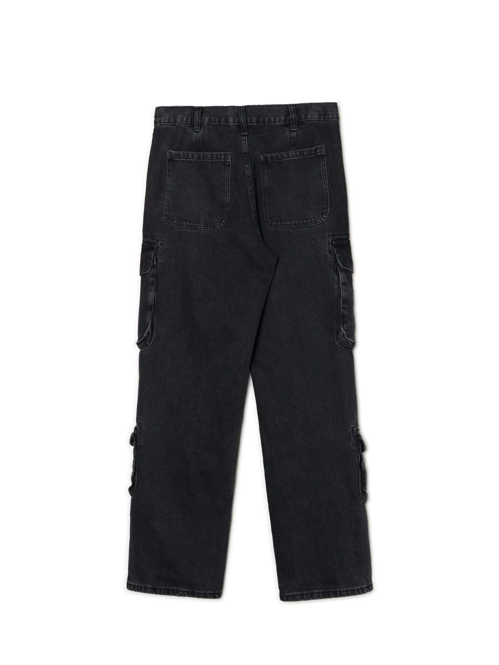 Outlet Cropp Czarne jeansy baggy z kieszeniami cargo szary