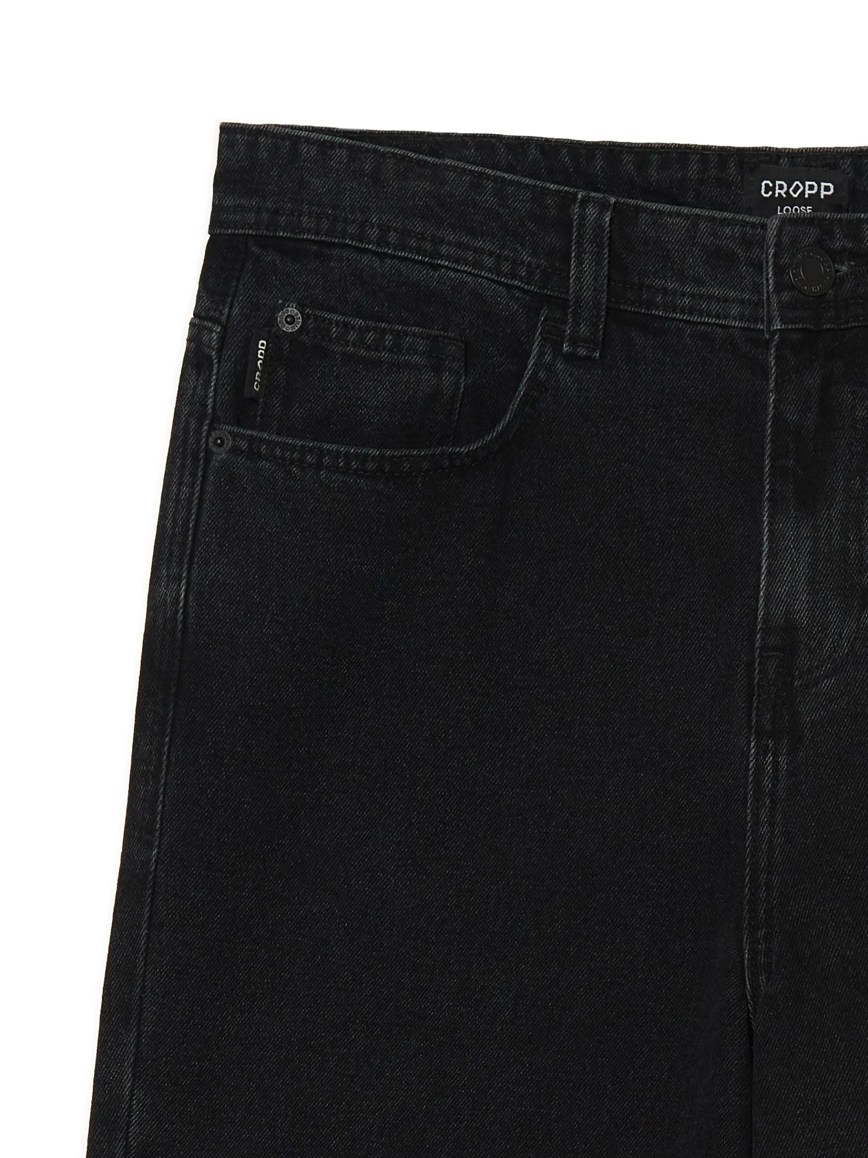Outlet Cropp Czarne jeansy loose czarny