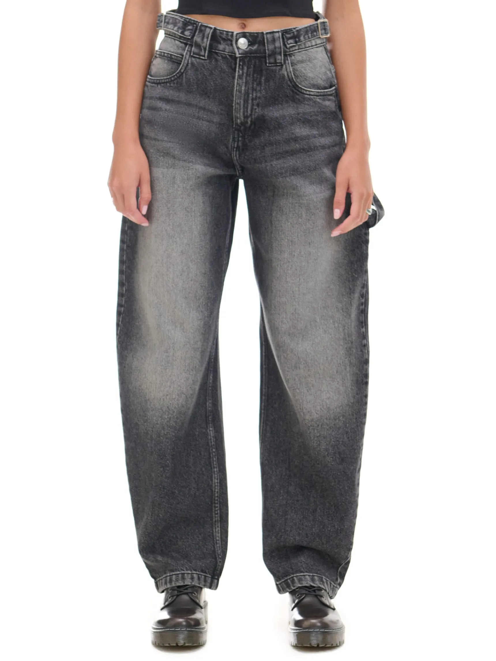 Online Cropp Czarne jeansy skater czarny