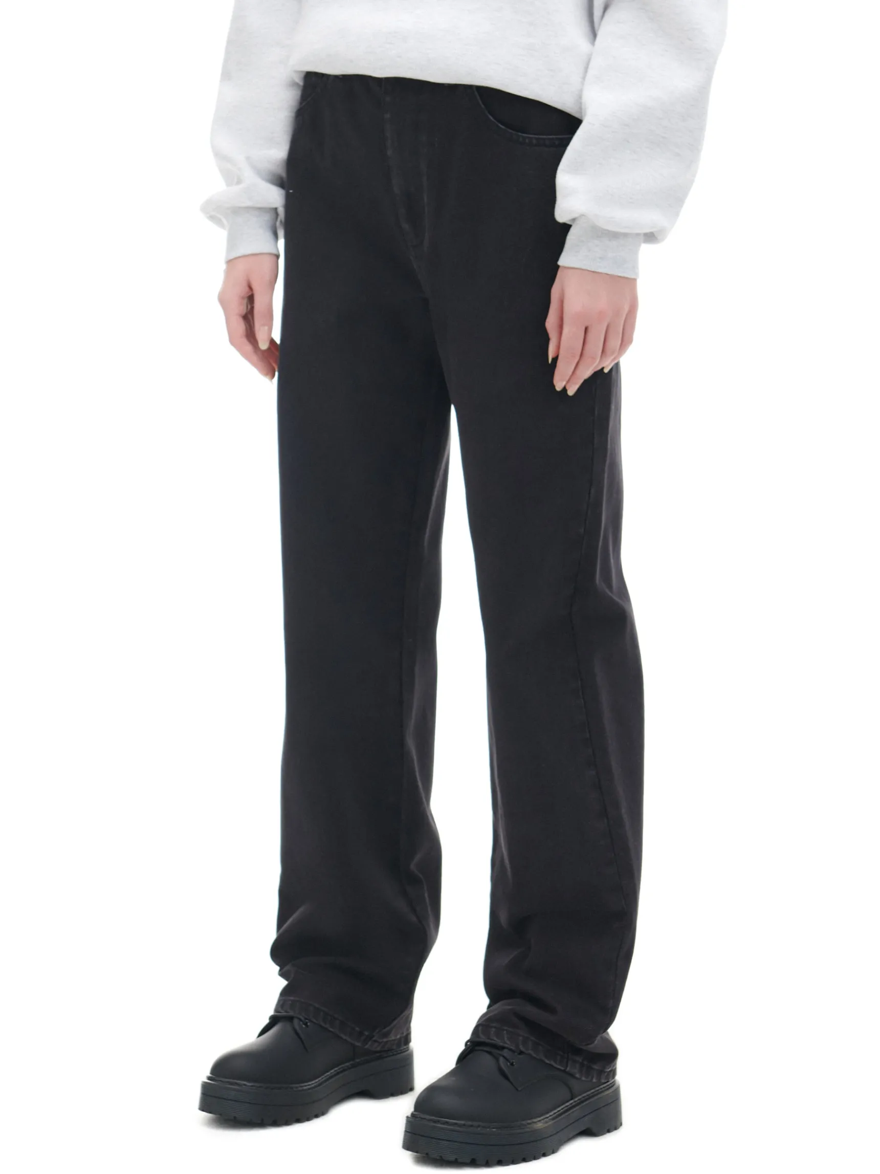 Fashion Cropp Czarne jeansy straight z efektem sprania czarny