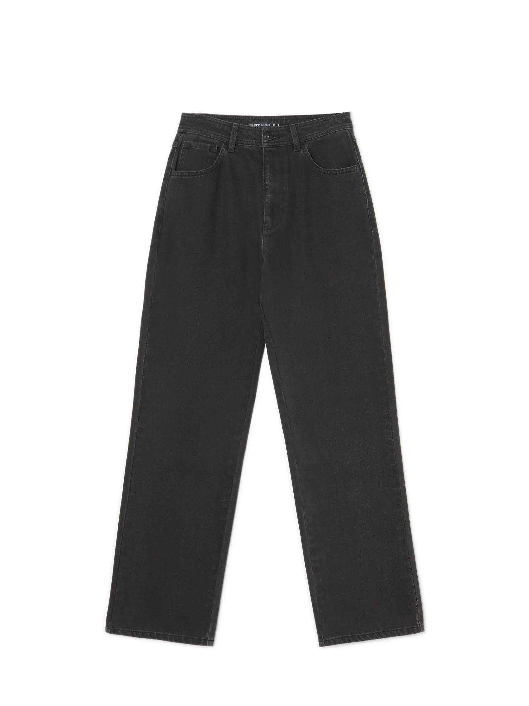 Fashion Cropp Czarne jeansy straight z efektem sprania czarny