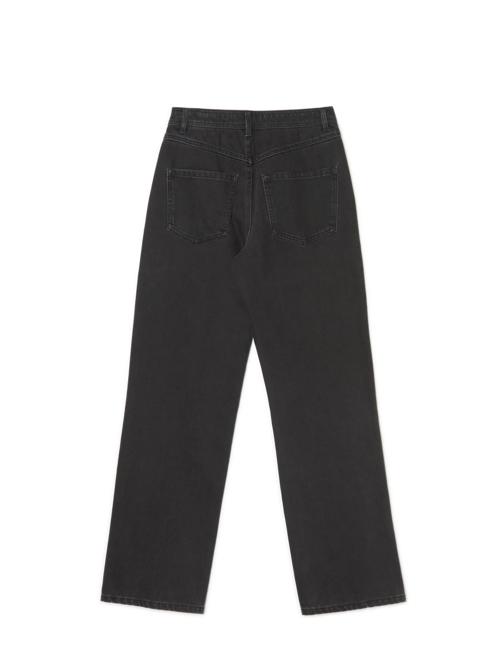 Fashion Cropp Czarne jeansy straight z efektem sprania czarny