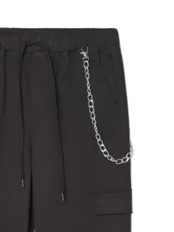 Clearance Cropp Czarne joggery cargo z łańcuchem czarny
