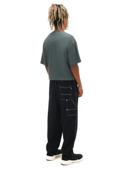 New Cropp Czarne joggery z białym przeszyciem czarny