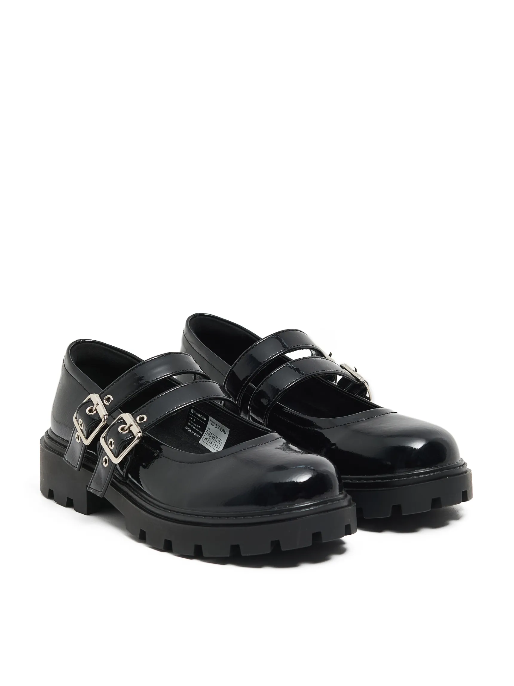 Hot Cropp Czarne lakierowane półbuty Mary Jane czarny