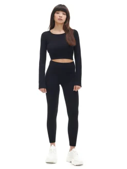 Clearance Cropp Czarne prążkowane legginsy czarny