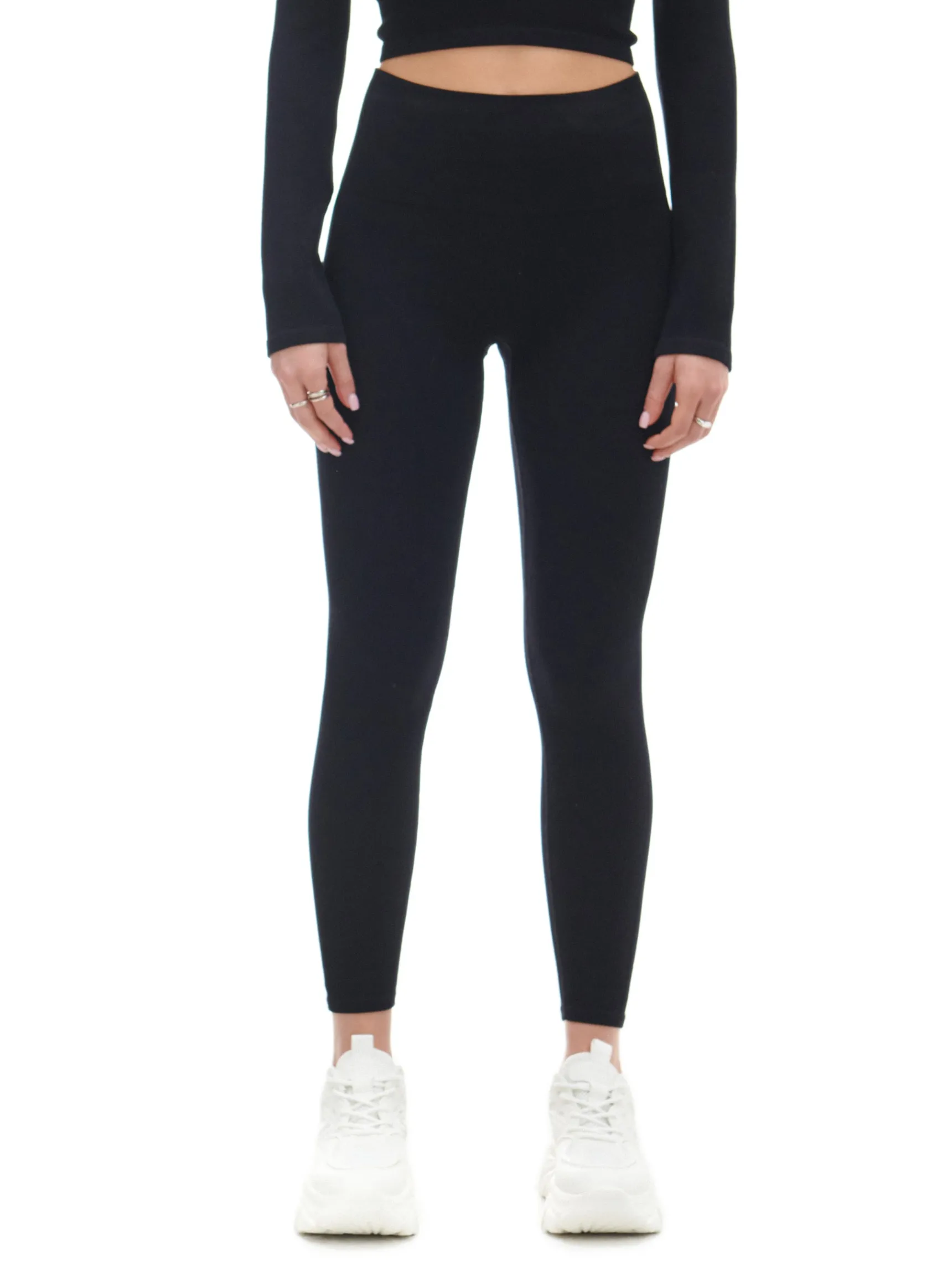 Clearance Cropp Czarne prążkowane legginsy czarny
