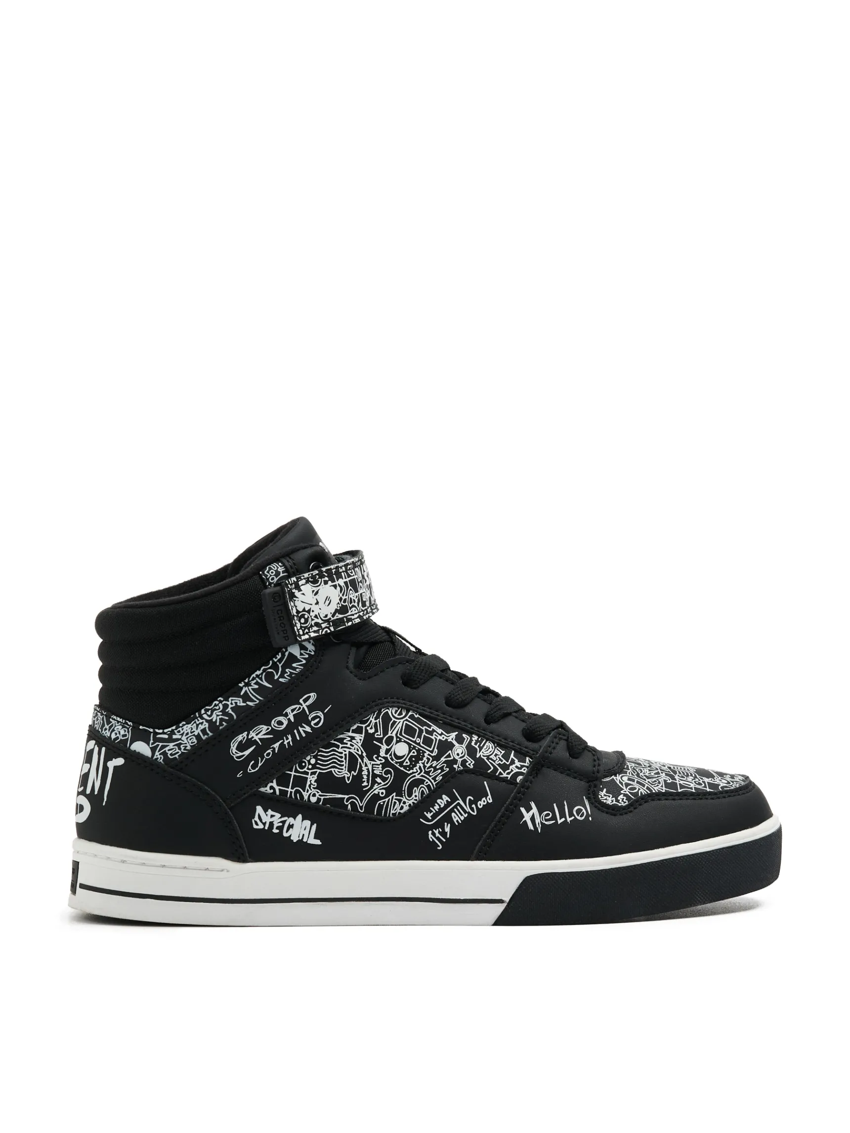 Hot Cropp Czarne sneakersy z komiksowym nadrukiem czarny