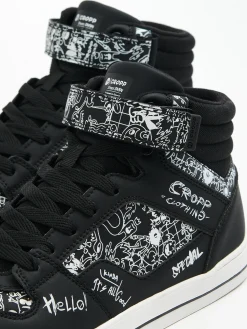 Hot Cropp Czarne sneakersy z komiksowym nadrukiem czarny