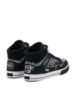 Hot Cropp Czarne sneakersy z komiksowym nadrukiem czarny