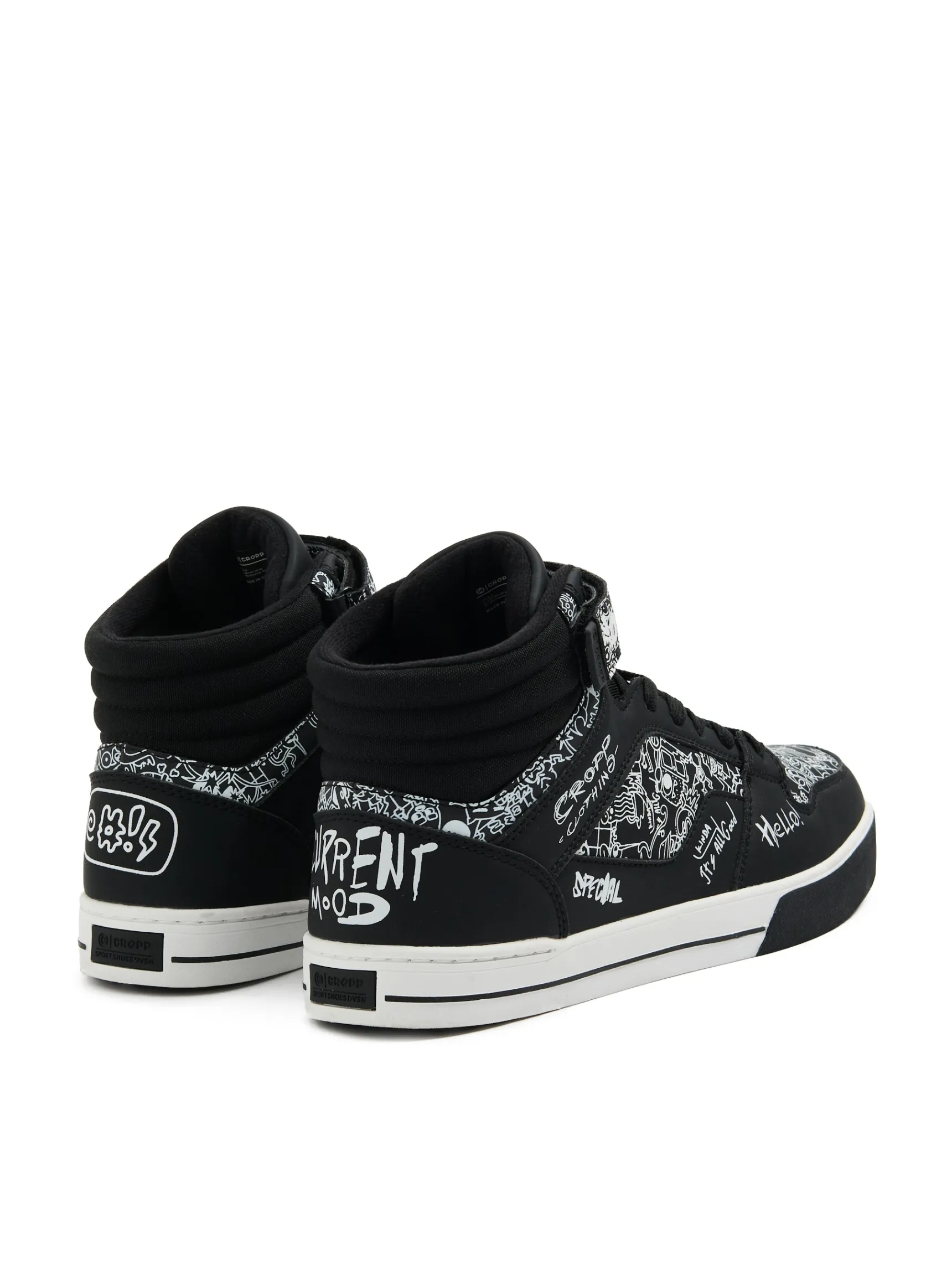 Hot Cropp Czarne sneakersy z komiksowym nadrukiem czarny