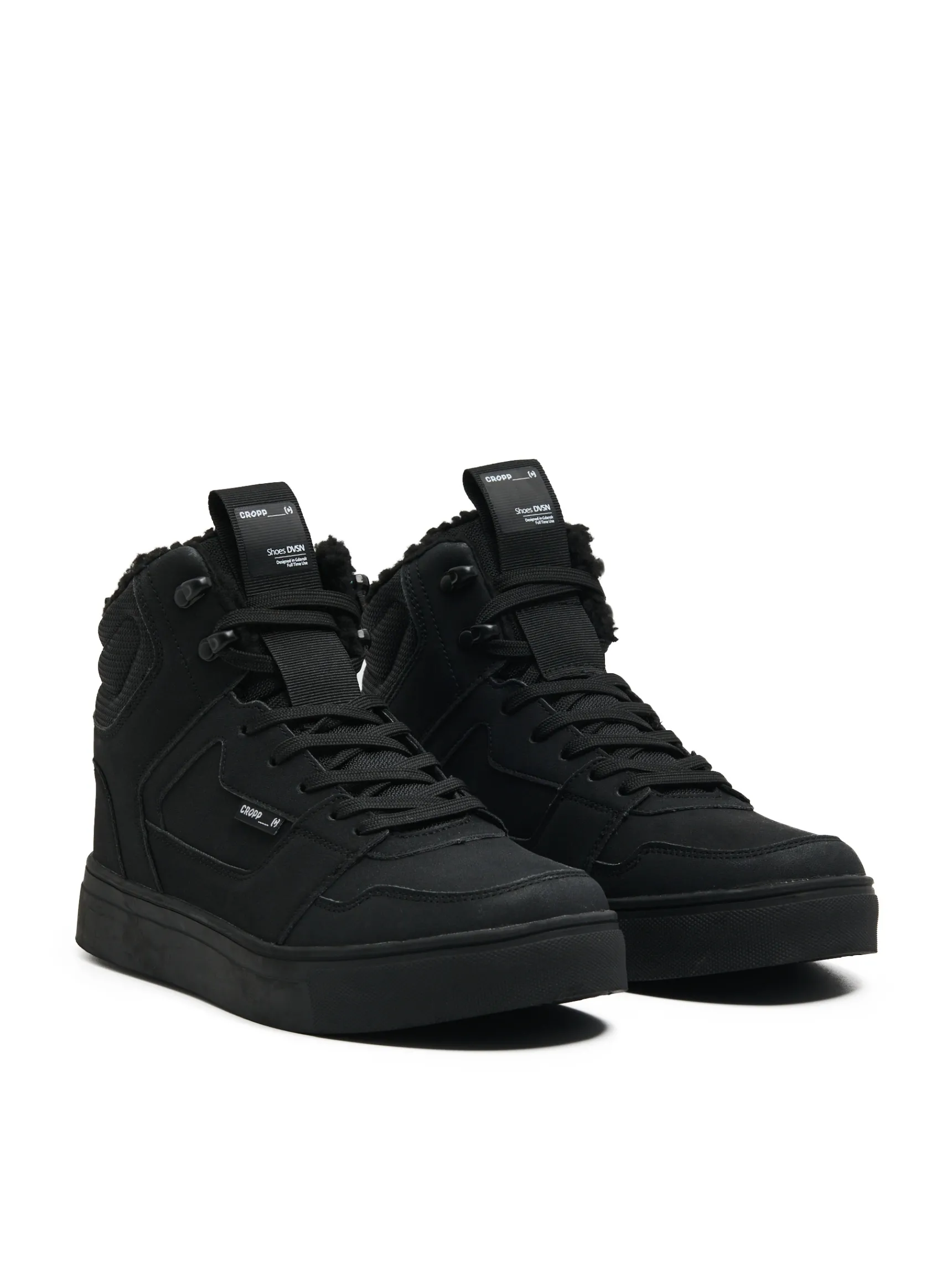 Hot Cropp Czarne sneakersy ze sztucznym barankiem czarny