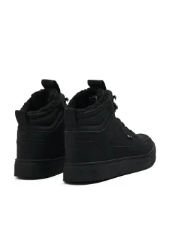 Hot Cropp Czarne sneakersy ze sztucznym barankiem czarny