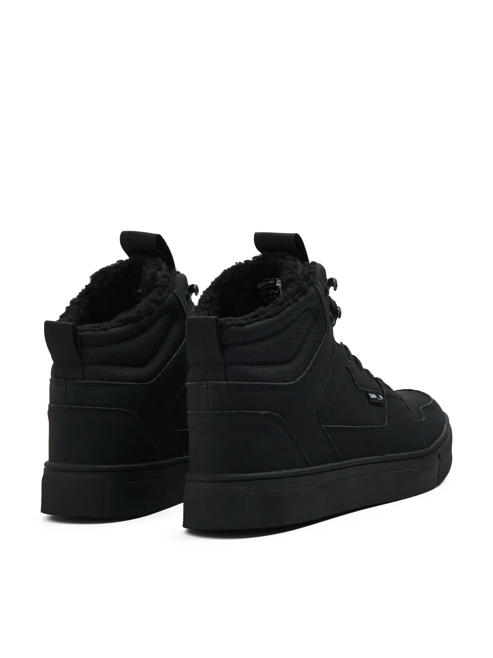 Hot Cropp Czarne sneakersy ze sztucznym barankiem czarny