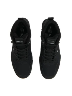 Hot Cropp Czarne sneakersy ze sztucznym barankiem czarny