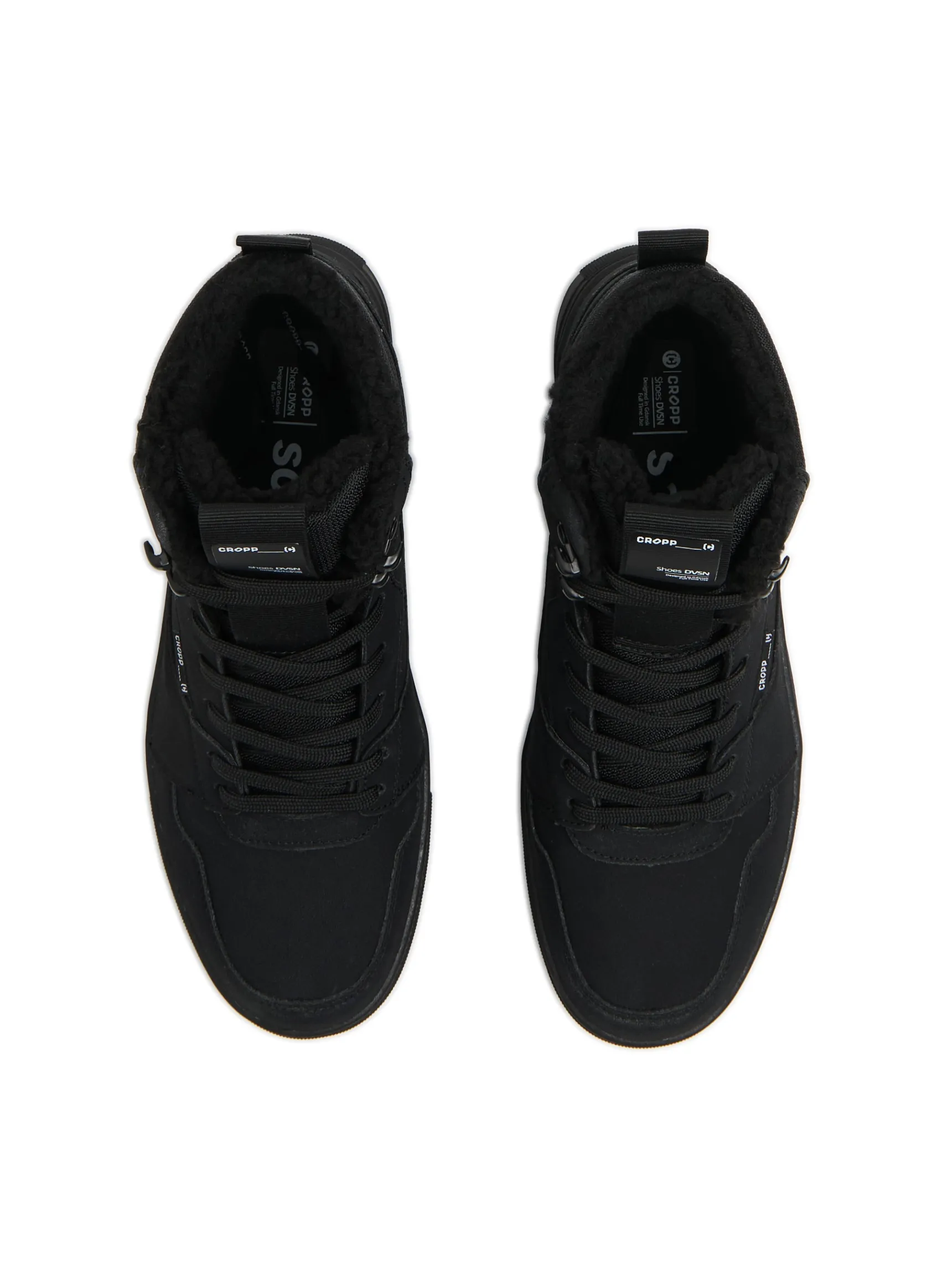 Hot Cropp Czarne sneakersy ze sztucznym barankiem czarny