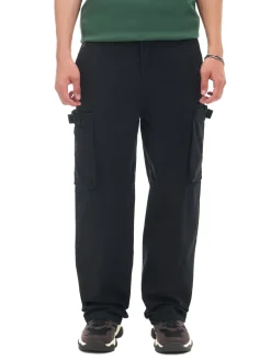Discount Cropp Czarne spodnie loose z regulacją czarny