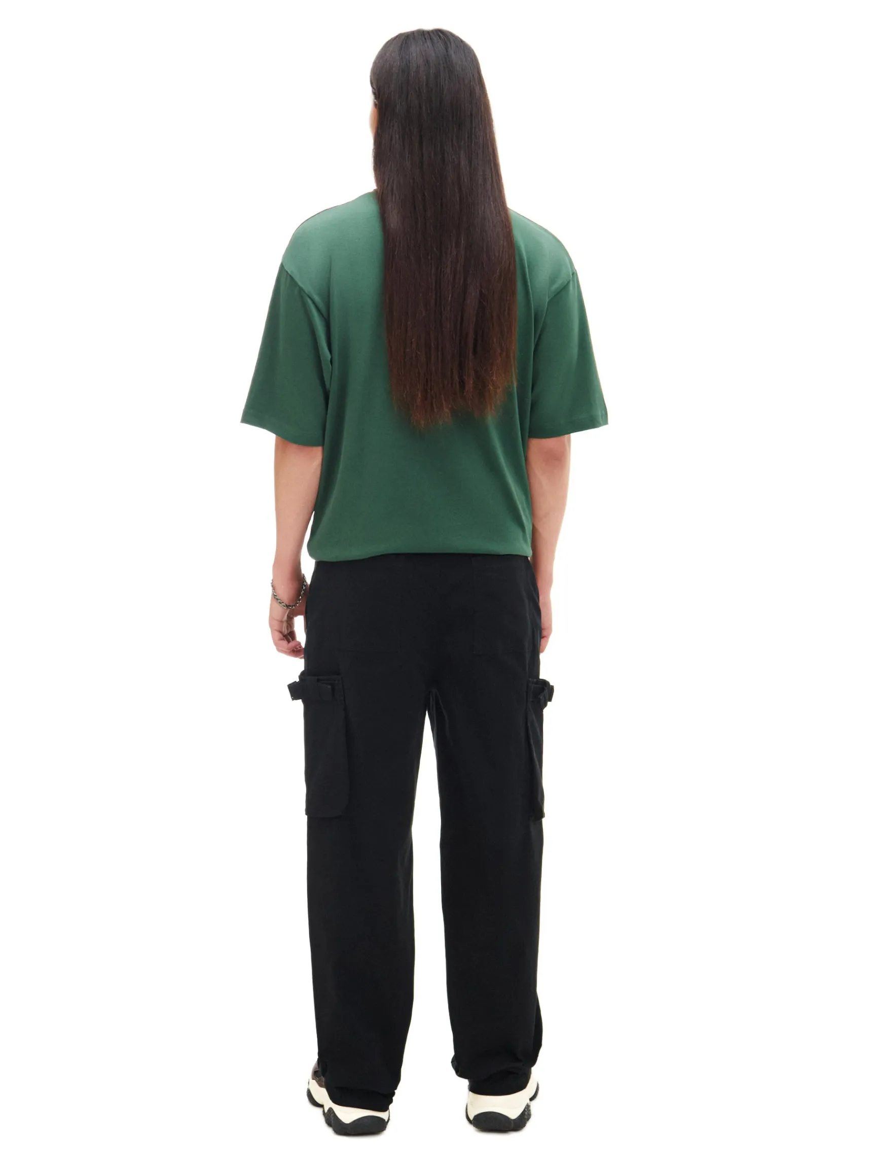 Discount Cropp Czarne spodnie loose z regulacją czarny