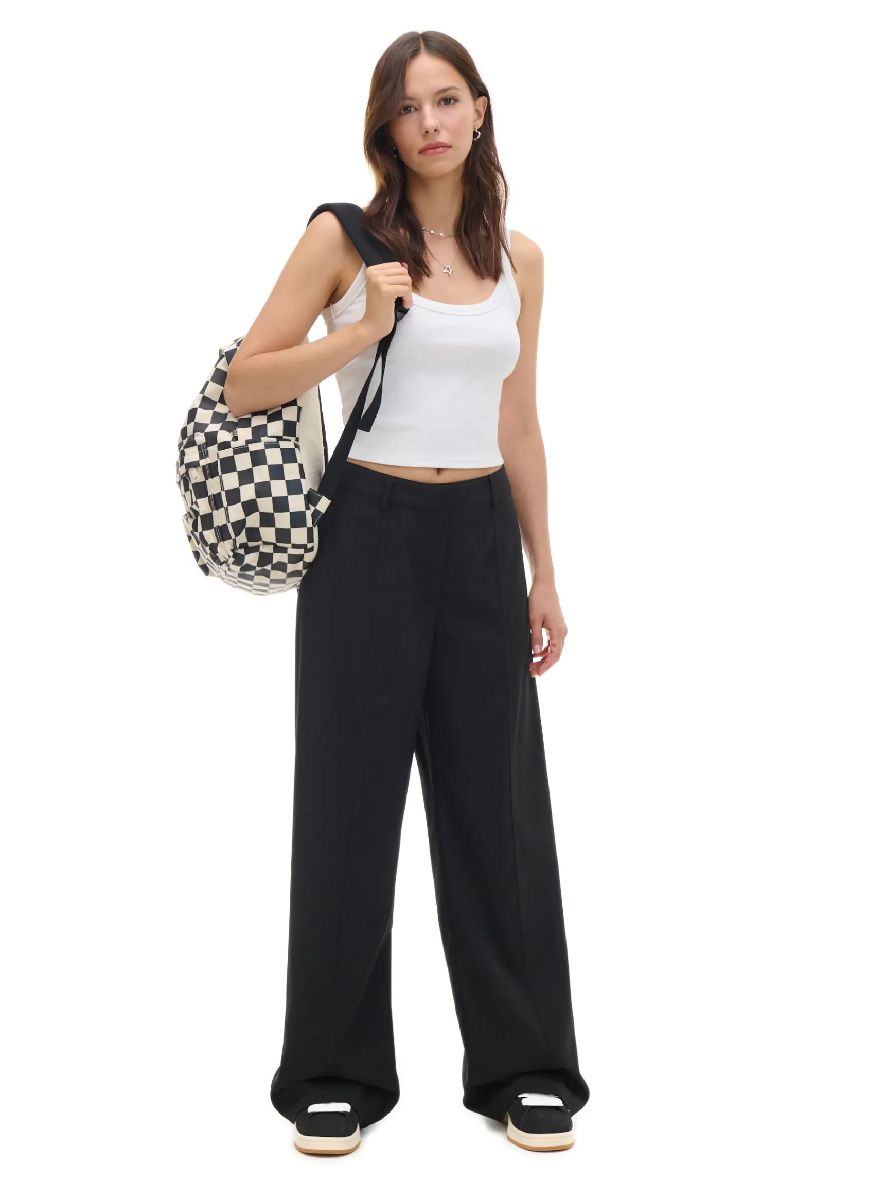 Sale Cropp Czarne spodnie tailoring czarny