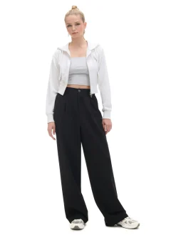 Outlet Cropp Czarne spodnie w paski czarny