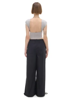 Sale Cropp Czarne spodnie wide leg czarny