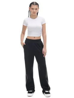 Hot Cropp Czarne spodnie wide leg z wysokim stanem czarny