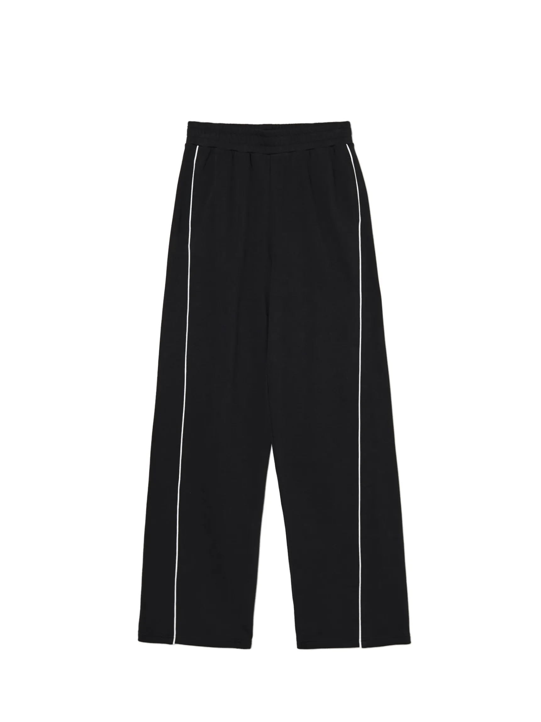 Hot Cropp Czarne spodnie wide leg z wysokim stanem czarny