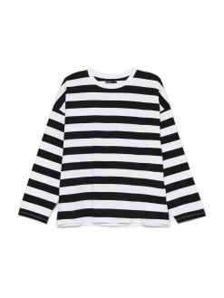 Online Cropp Czarno-biała bluzka w paski UNISEX wielobarwny