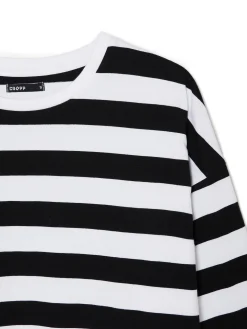 Online Cropp Czarno-biała bluzka w paski UNISEX wielobarwny