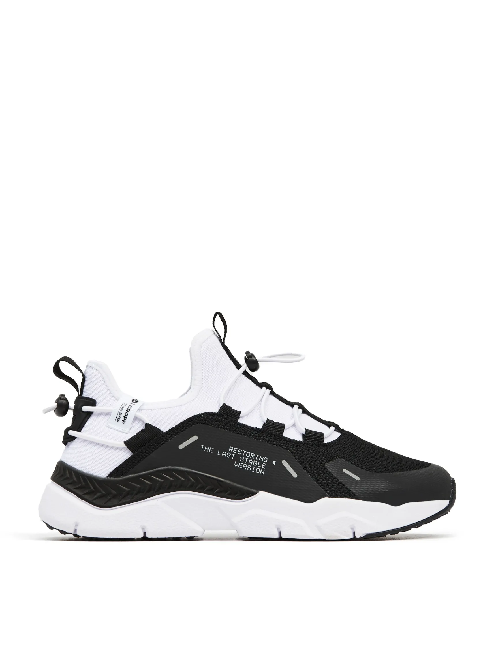 Best Cropp Czarno-białe sneakersy z odblaskowymi detalami biały