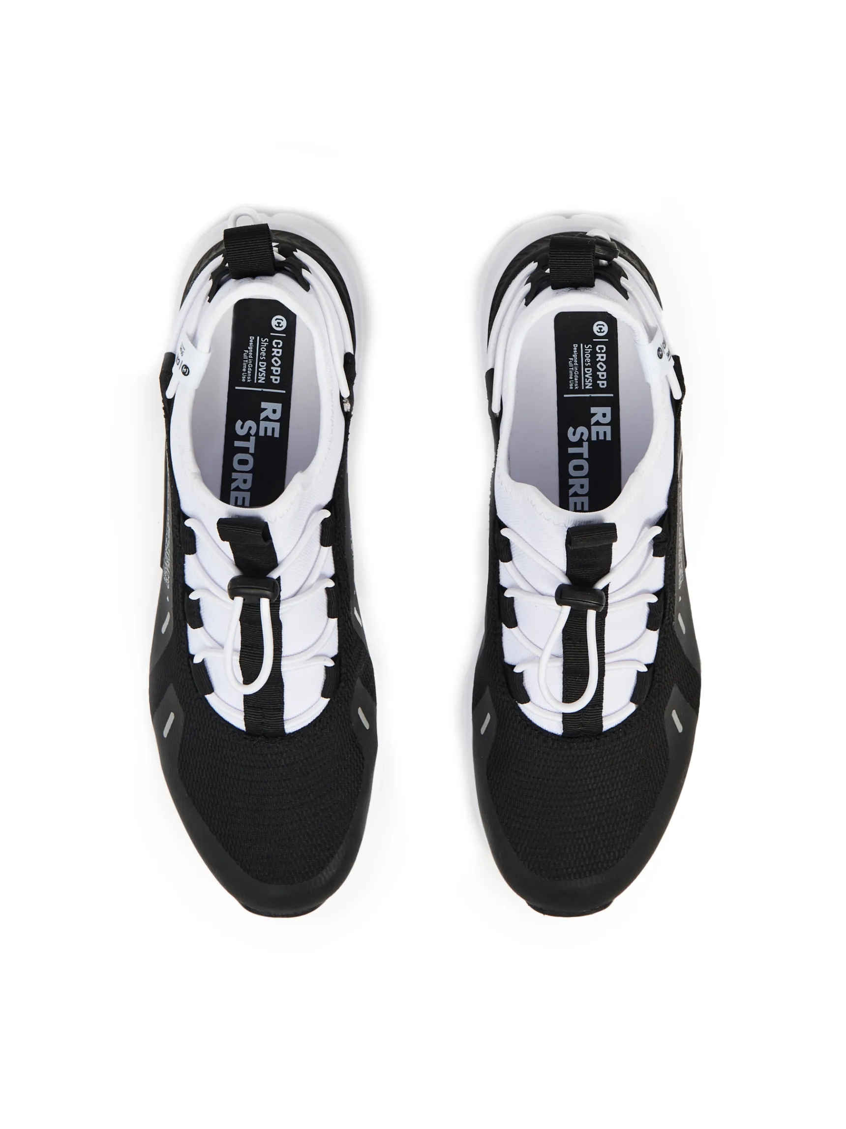 Best Cropp Czarno-białe sneakersy z odblaskowymi detalami biały