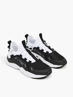 Best Cropp Czarno-białe sneakersy z odblaskowymi detalami biały