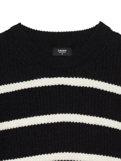 Fashion Cropp Czarno-biały sweter z szerokim rękawem czarny